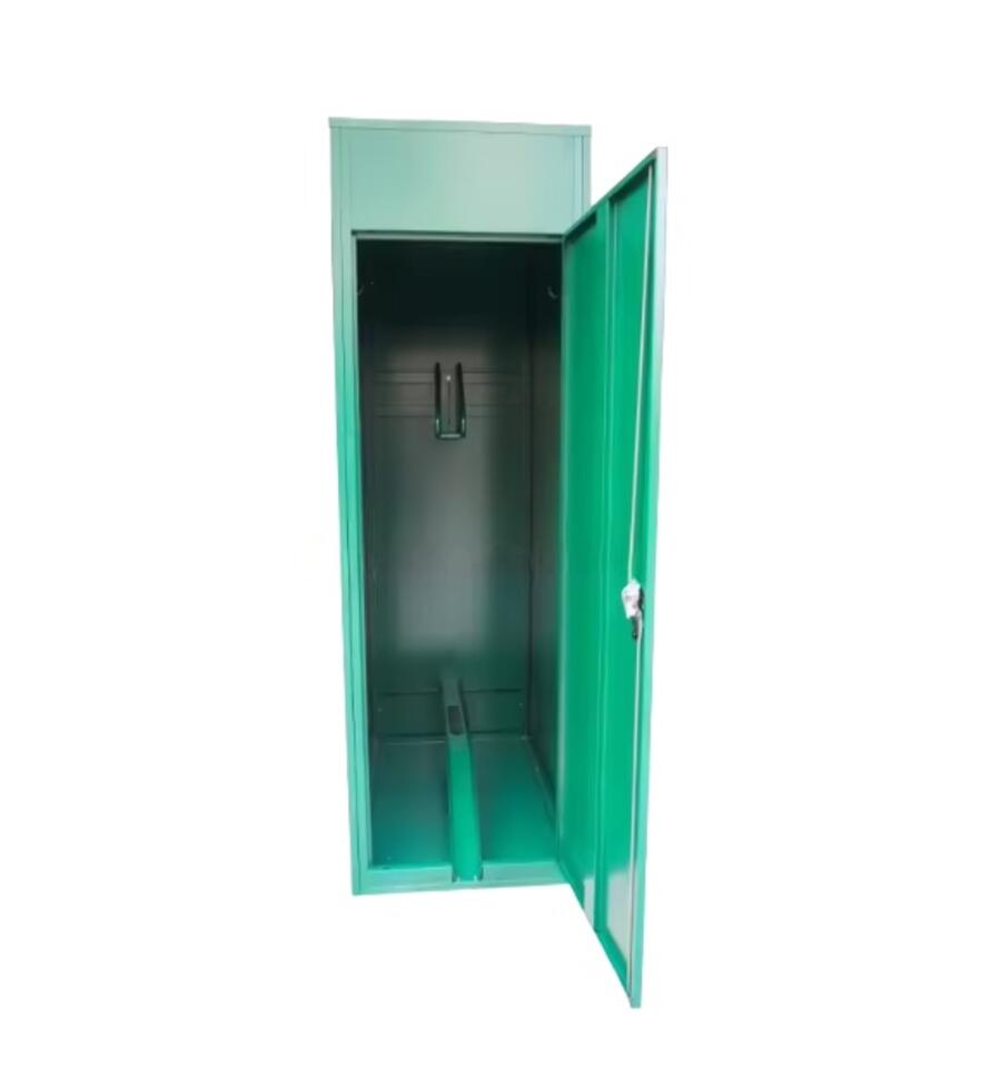 Dimensions: 28 inches (L), 32 inches (W), 70 inches (H)  Name: Outdoor Bicycle Storage Cabinet  Material: Cold-rolled steel sheet  Process: Pickling and phosphating for rust prevention, electrostatic powder coating, high-temperature curing to form a surface coating  For customization, design drawings, and pricing, please consult the supplier.